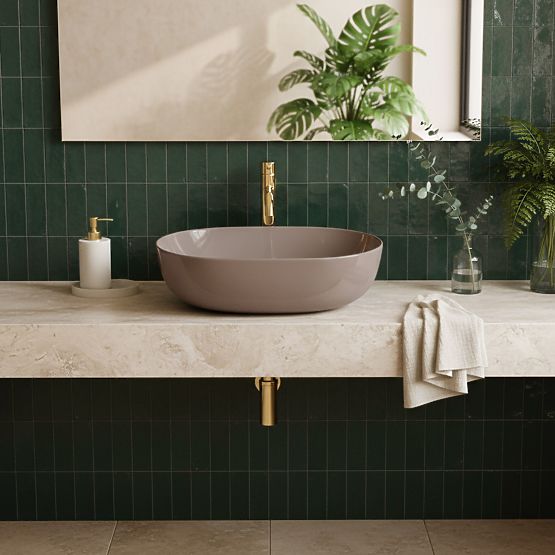 Nadčasové umývadlo Rea Lisa Beige Shiny