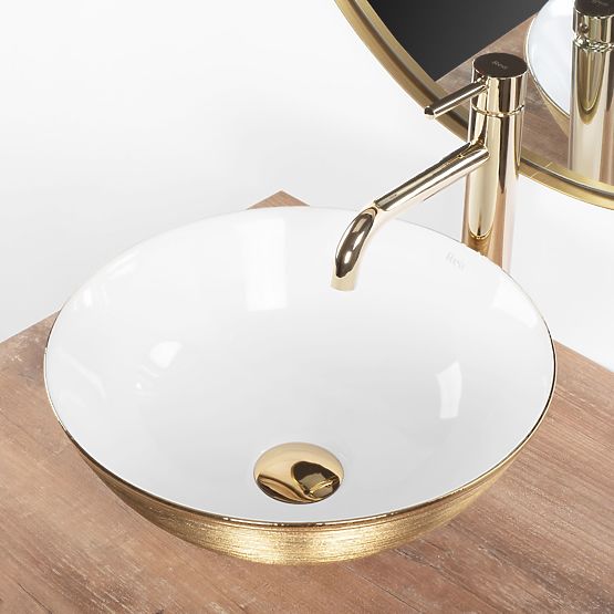 Nadčasové umývadlo REA STELLA WHITE GOLD BRUSH