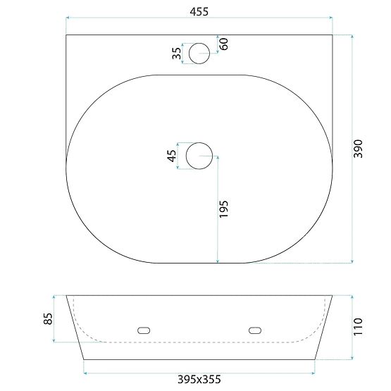 Nástenné / nástolné umývadlo Rea Kim 46