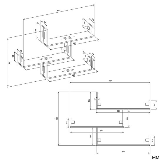 Nástenné Police KOBI Do Obývacej Izby BIELA