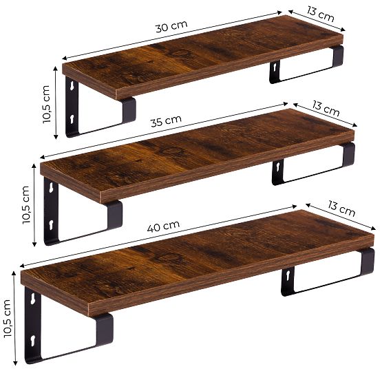 Nástenný kvetinový stojan 3 závesné police na kvety dekorácia loft ModernHome