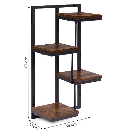 Nástenný kvetinový stojan polica na kvety dekorácia 4 úrovne loft ModernHome