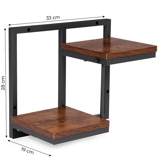 Nástenný kvetinový stojan, závesná polica na kvety a dekorácie, 2 úrovne, loft ModernHome