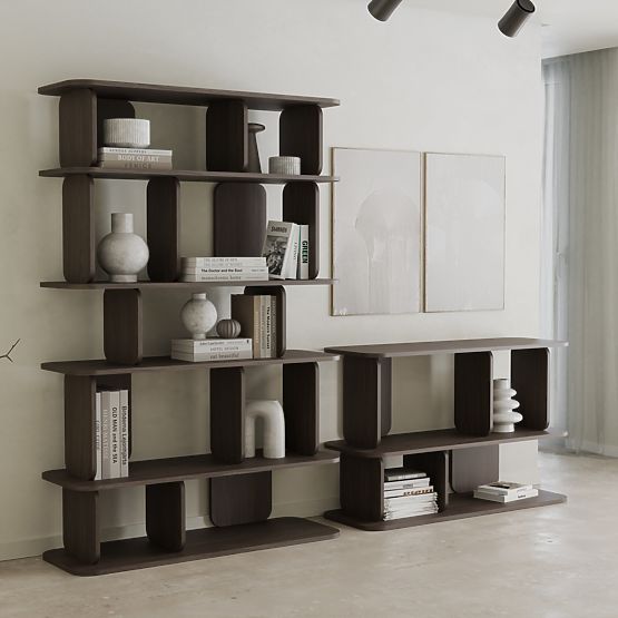 Nízky regál Tulumo, zaoblený, Orech Villa