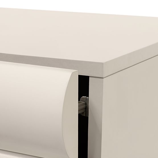 Nočný stolík Anatra, drážkovaný, béžový, oblé tvary