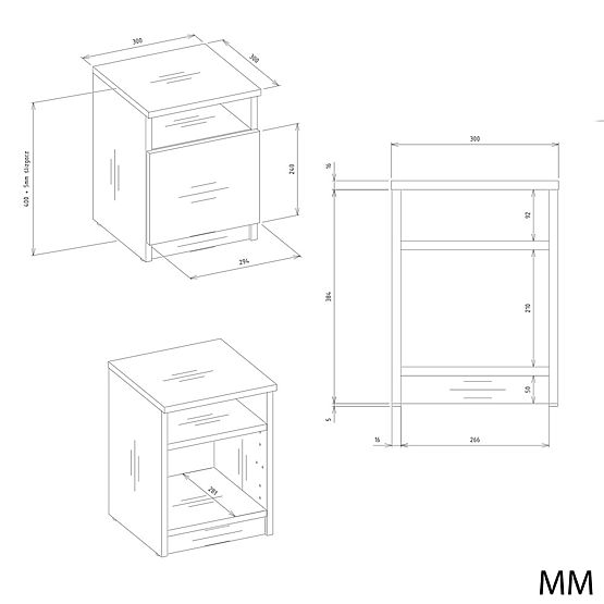 Nočný stolík GALAX 30/1D BIELA-ARTISAN