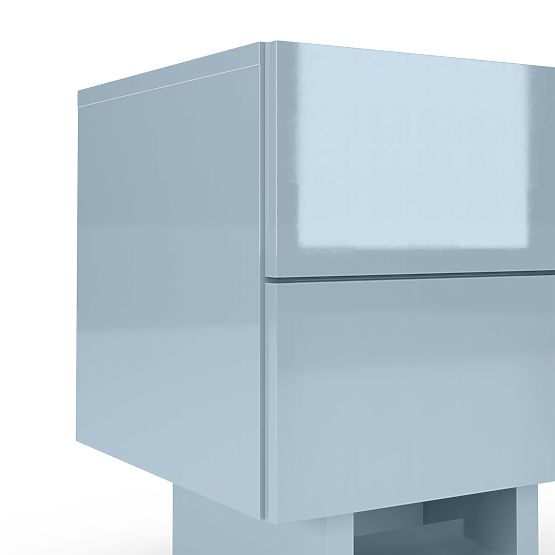 Nočný stolík Glim, dymovo modrá, lesklý