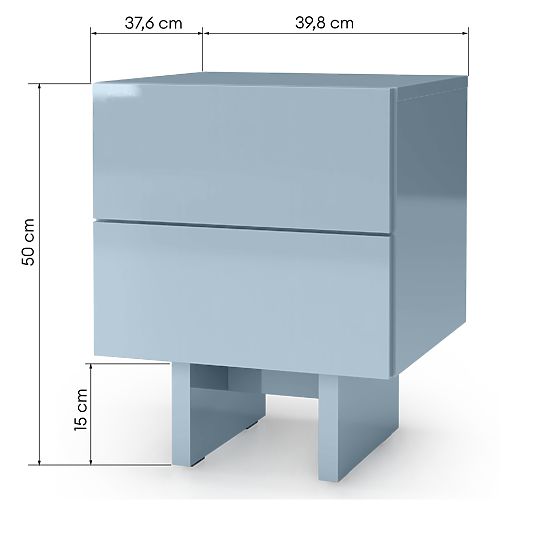 Nočný stolík Glim, dymovo modrá, lesklý