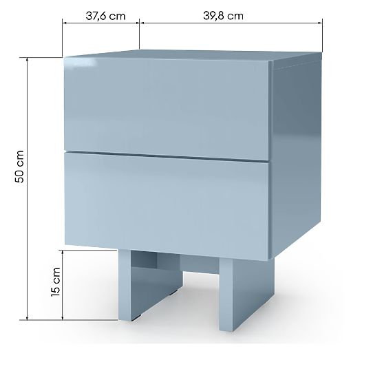 Nočný stolík Glim, dymovo modrá, lesklý