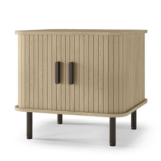 Nočný stolík Gliss, zaoblený, lamely, svetlý dub