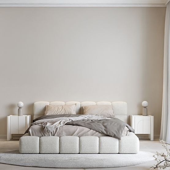 Nočný stolík Lunaria s frézovaným čelom, biely