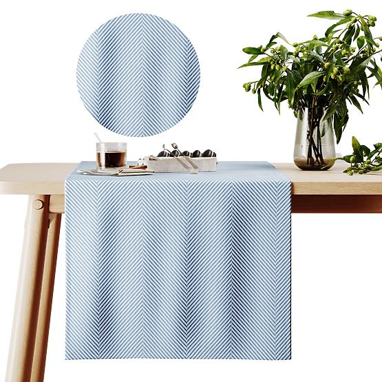Obrus CLEAR farba námornícka modrá tlačený motív boho 40x140 ameliahome