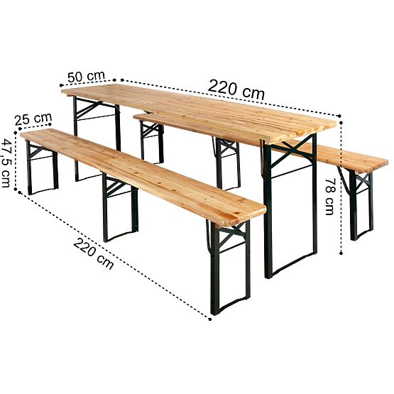 Oceľovo-drevená sada LAGER: stôl + 2 lavice 220 cm