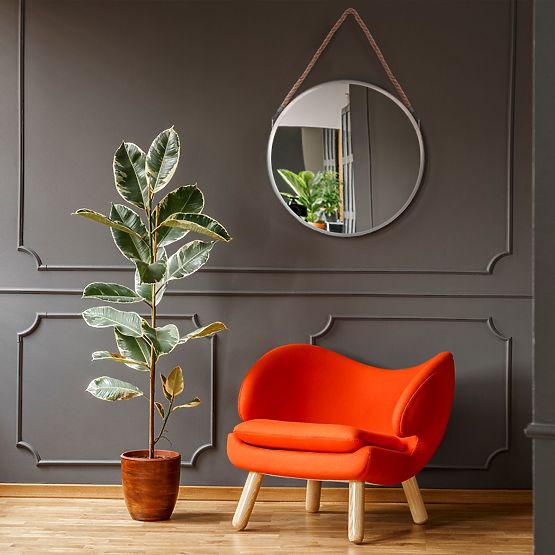 OKRÚHLE STRIEBORNÉ ZRKADLO NA LANE 40CM KLMH-0410S-1