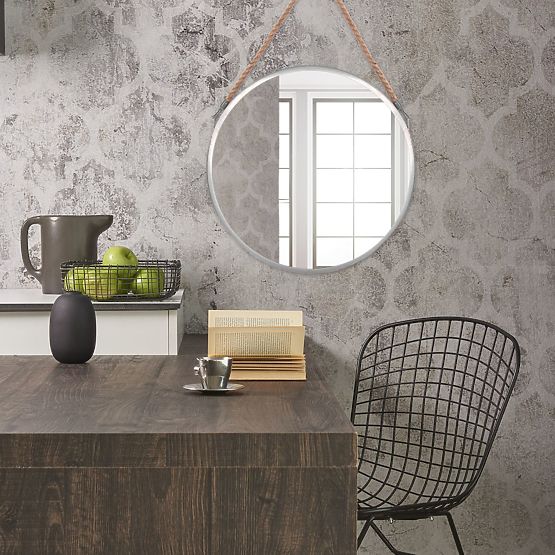 OKRÚHLE STRIEBORNÉ ZRKADLO NA LANE 40CM KLMH-0410S-1