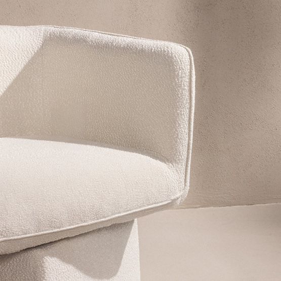 Otočná stolička One biela, boucle