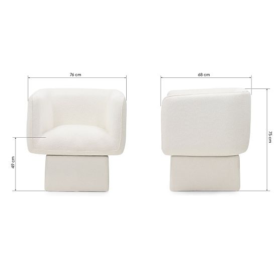 Otočná stolička One biela, boucle