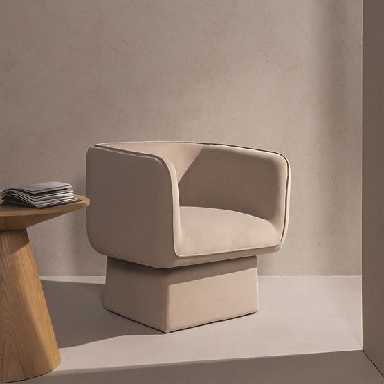 Otočná stolička One svetlo béžová, velúr