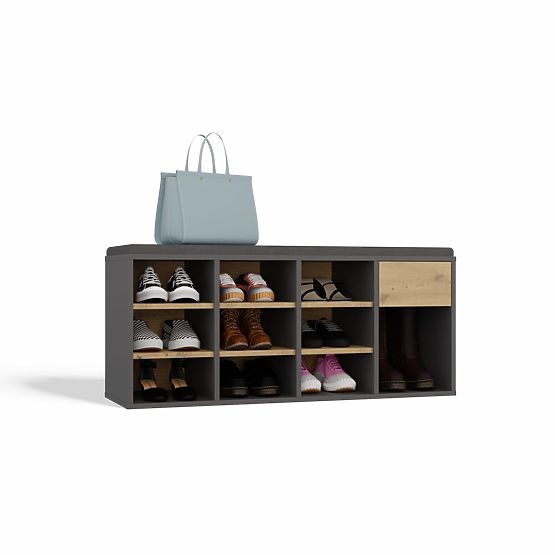 Otvorená botníková skrinka TALLIN ANTRACIT DUB ARTISAN do predsiene