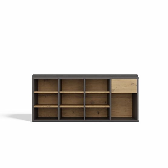 Otvorená botníková skrinka TALLIN ANTRACIT DUB ARTISAN do predsiene