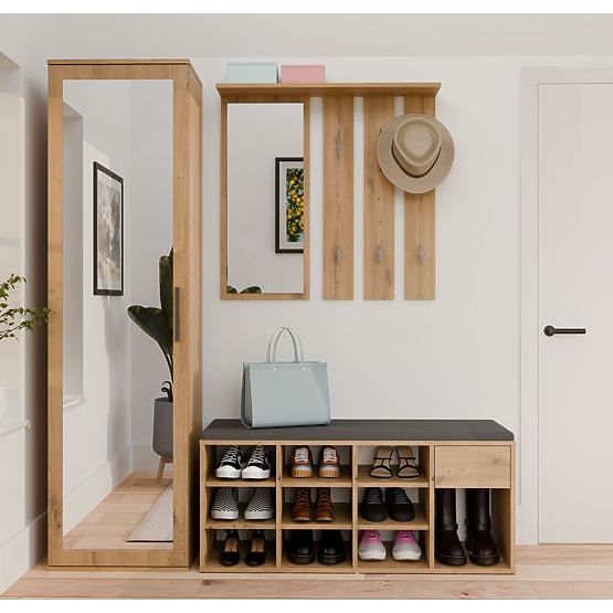 Otvorená botníková skrinka TALLIN DUB ARTISAN do predsiene