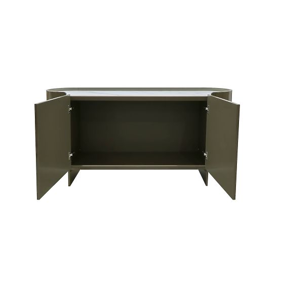 Oválna komoda Nari, zelená/šedá, spiek, lesklá