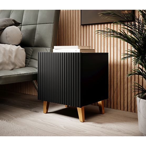 PAFOS NOČNÉ STOLÍKY (2 ks = 1 p) ČIERNY MAT/ ČIERNY MAT