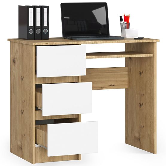 PÍSACÍ STÔL A-6 CLP DUB ARTISAN / BIELY ĽAVOSTRANNÝ