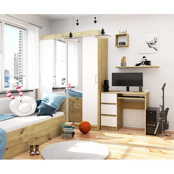 PÍSACÍ STÔL A-6 CLP DUB ARTISAN / BIELY ĽAVOSTRANNÝ