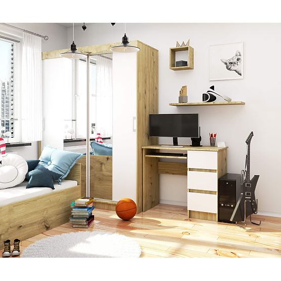 PÍSACÍ STÔL A-6 CLP DUB ARTISAN / BIELY PRAVOSTRANNÝ