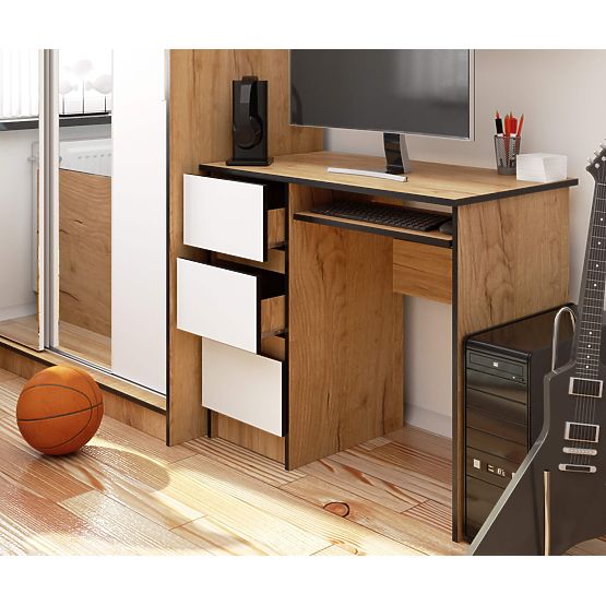 PÍSACÍ STÔL A-6 CLP DUB CRAFT / BIELY ĽAVOSTRANNÝ