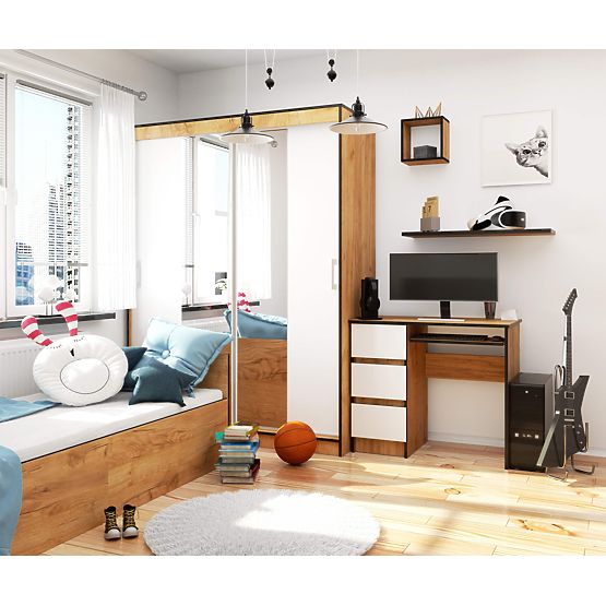 PÍSACÍ STÔL A-6 CLP DUB CRAFT / BIELY ĽAVOSTRANNÝ