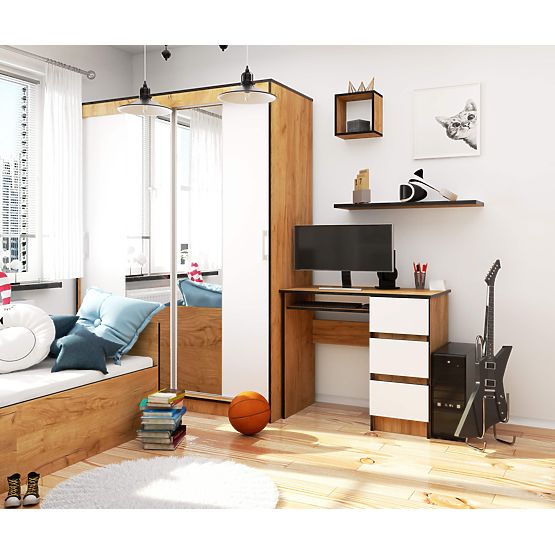 PÍSACÍ STÔL A-6 CLP DUB CRAFT / BIELY PRAVOSTRANNÝ