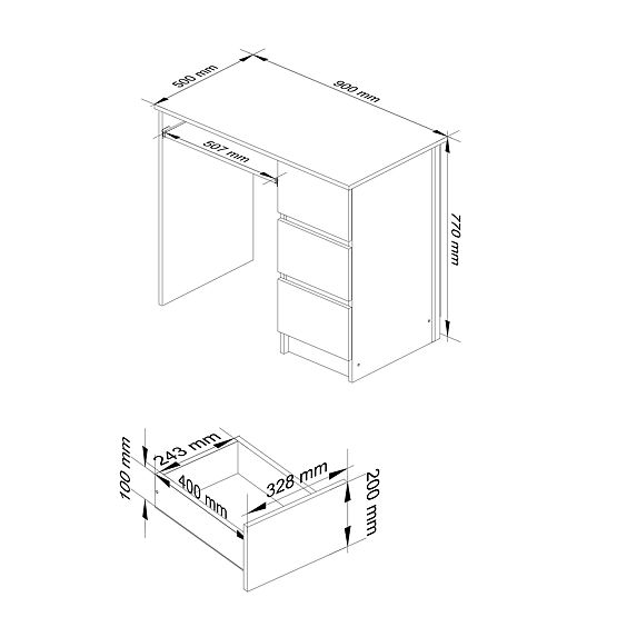 PÍSACÍ STÔL A-6 CLP DUB CRAFT PRAVOSTRANNÝ