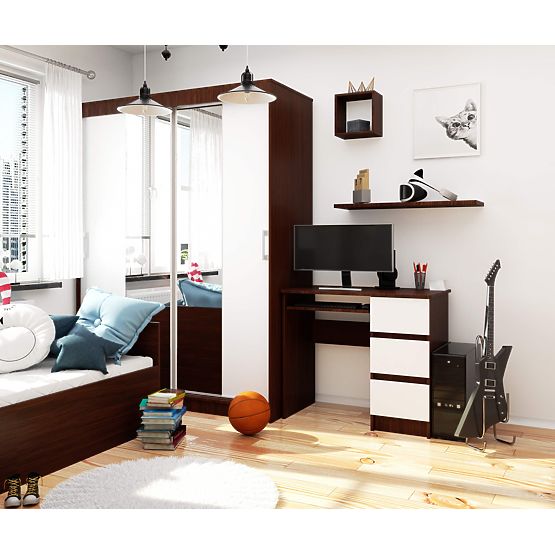 PÍSACÍ STÔL A-6 CLP WENGE - BIELY PRAVOSTRANNÝ