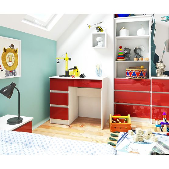 PÍSACÍ STÔL A-7 CLP ČERVENÝ LESK ĽAVOSTRANNÝ