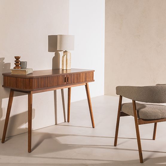 Písací stôl Clemente s lamelami, orech