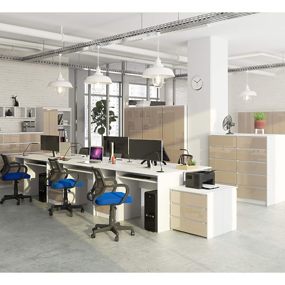 PÍSACÍ STÔL CLP 135 cm PK BIELY / CAPPUCCINO LESK