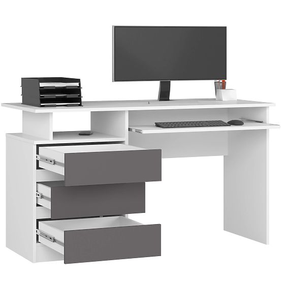 PÍSACÍ STÔL CLP 135cm PK BIELY / SIVÝ