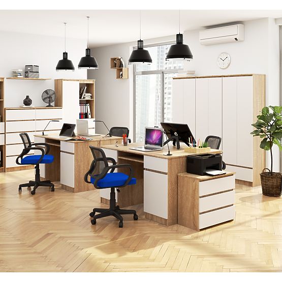 PÍSACÍ STÔL CLP A5 2D 2SZ PK SONOMA / BIELA