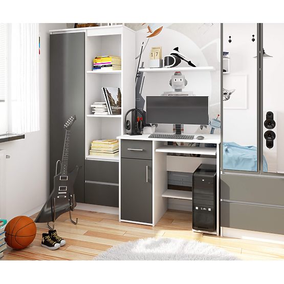 PÍSACÍ STÔL JAY PK BIELY / ŠEDÝ