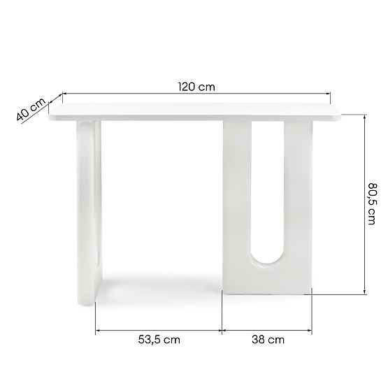 Písací stôl/konzola Lichi 120 cm, biela, oblúky