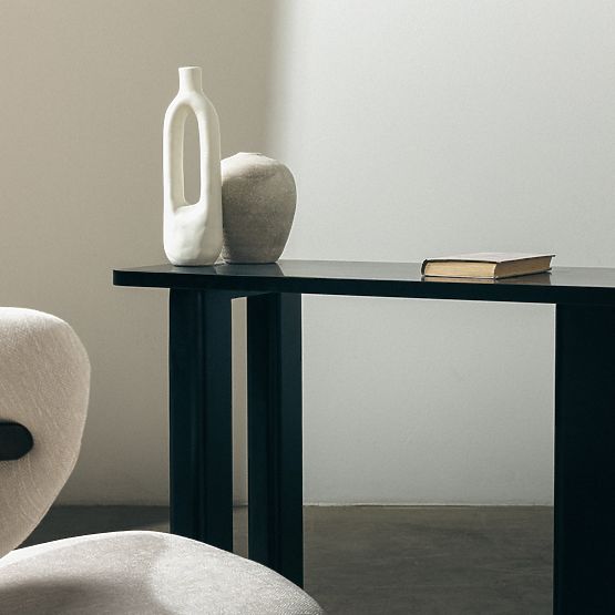 Písací stôl/konzola Lichi 120 cm, čierna, oblúky