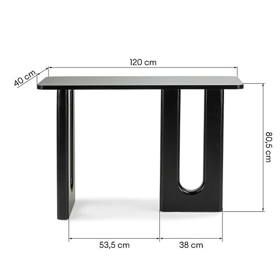 Písací stôl/konzola Lichi 120 cm, čierna, oblúky