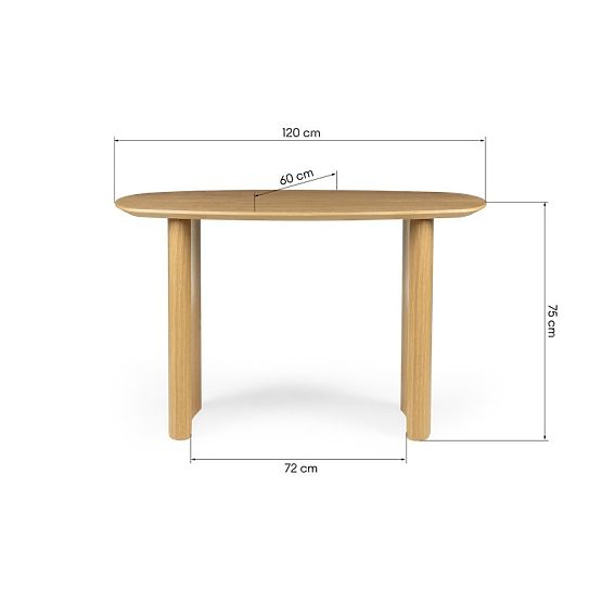 Písací stôl/konzola Oriento 120 cm, prírodná dubová dyha