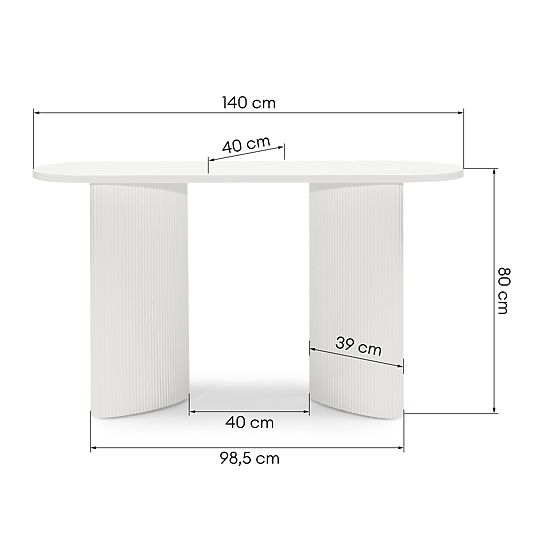 Písací stôl/konzola Pauline 140 cm, biela, lamely