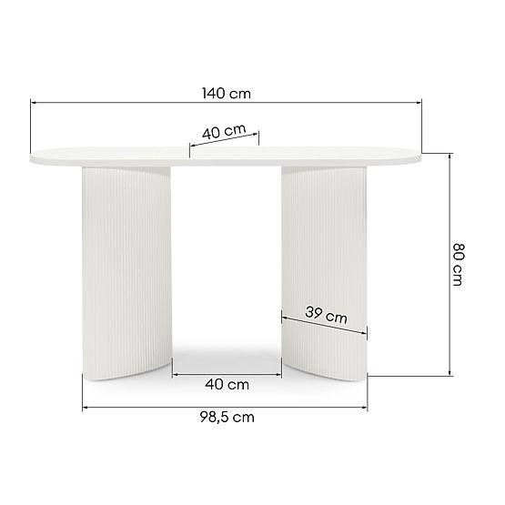 Písací stôl/konzola Pauline 140 cm, biela, lamely