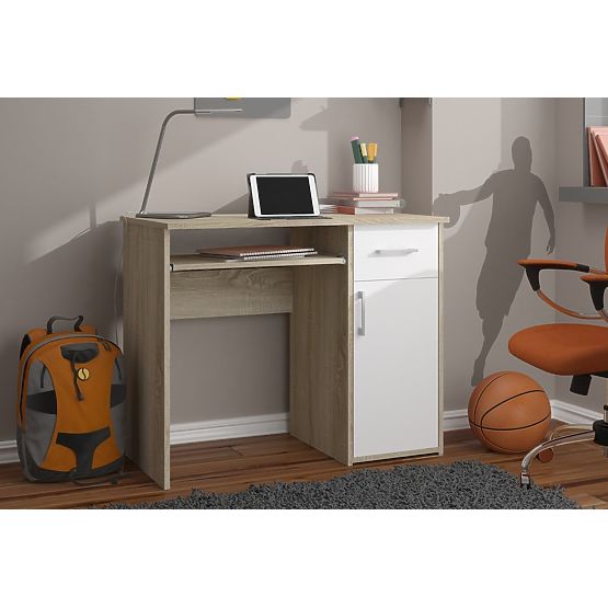 PÍSACÍ STÔL PIN DUB SONOMA / BIELA