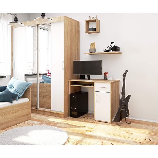 PÍSACÍ STÔL PIN DUB SONOMA / BIELA