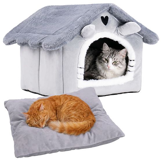 Plyšový domček pre mačku JASPER sivý